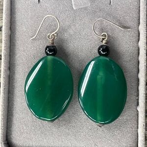 Green Onyx Earrings Large Gemstone dangle jewelry
